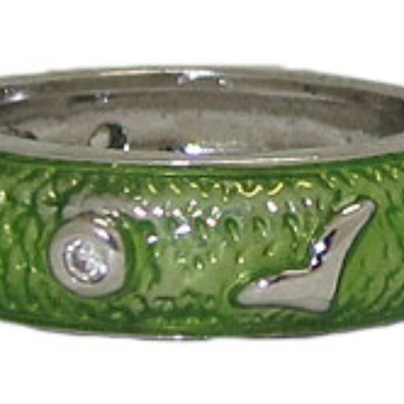 Red Hand Enamel Stack Ring Austrian Crystal - Picture 2 of 5